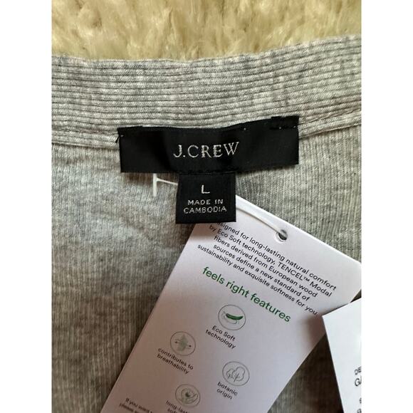 J. Crew gray ribbed button front midi dress womens Sz large new  Long sleeve - Picture 9 of 16